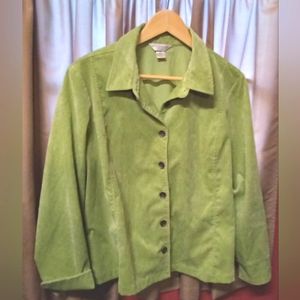 Christopher & Banks petite green corduroy jacket jacket.